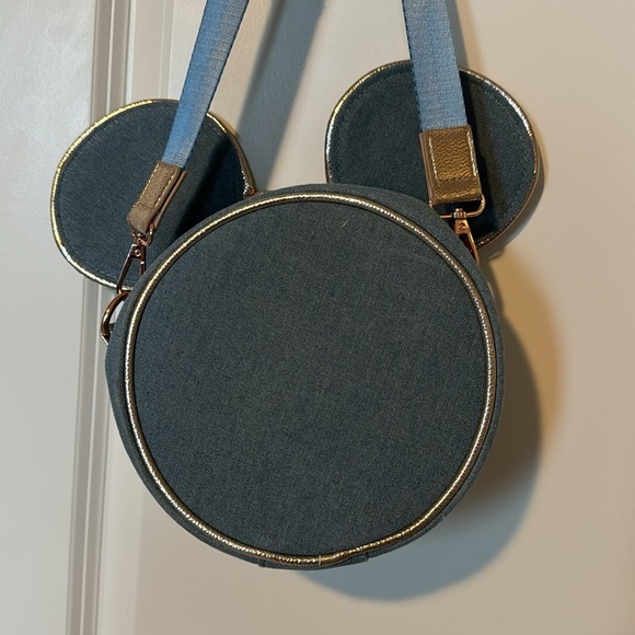 Disney Mickey Mouse denim pin trading crossbody bag - Picture 3 of 6